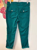 White House Black Market Green Mid Rise Straight Crop 25" Inseam Cuffed Jeans, 4