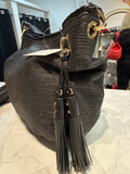 Michael Kors Black Woven Bennet Hobo Bag, 15"x11"