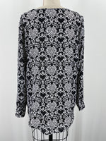 Coral Bay Black Print Top, L