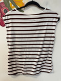 Talbots White/Brown Stripe Top, S Petite