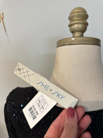 New She + Sky Black Sequin Top, S