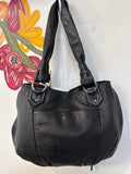 Aimee Kestenberg Black Leather Celestial Splatter Shoulder Bag, 17"x11" (retail $268)