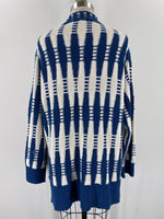 Lafayette 148 Blue Stripe Cardigan, M