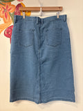 New Duluth Trading Co Dobby Indigo Midi Skirt, 14