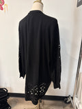 New Chico's Black Eyelet Cutout Sweater, XXL