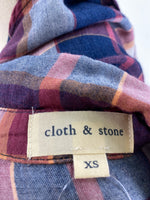 Cloth & Stone Plaid Button Front Top, XS