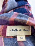 Cloth & Stone Plaid Button Front Top, XS