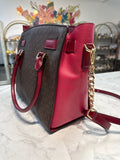 Michael Kors Hamilton Brown/Mulberry Satchel Crossbody, 11"x14"