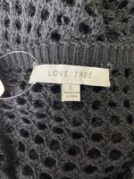 Love Tree Black Open Stitch Sweater, L