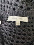 Love Tree Black Open Stitch Sweater, L
