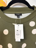 New Talbots Green Polka Dot Sweatshirt, Petite