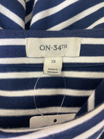 On 34th Blue Stripe Top, 2X