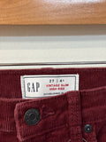Gap Burgundy Corduroy Slim High Rise Jeans, 4