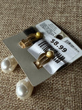 New Chico's Gold Sienna Pearl CLIP ON Earrings