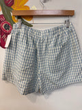 Blush Blue Gingham Lined Shorts, L