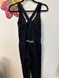 Love & Sports Black Athletic 29" Inseam Jumpsuit, L with Built In Bra