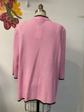 Ming Wang Pink/Black 3/4 Sleeve Sweater, 1X