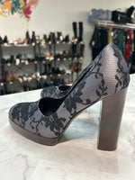 Gucci Black Lace Block Heel, 7.5