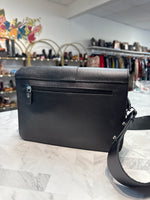 Christina Christi Black Leather Crossbody Bag, 10"x7.5"