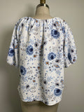 Loft White/Blue Top, L Petite