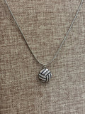 Volleyball Silver Necklace, 18"-20"