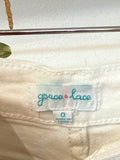 Grace & Lace White Denim Shorts, 0