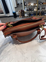 Fossil Brown Leather Claire Satchel Crossbody Bag, 14"x9"