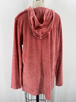 Soft Surroundings Pink Velour Hooded Pullover, XL