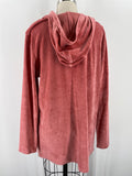 Soft Surroundings Pink Velour Hooded Pullover, XL