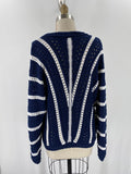 Ophelia Roe Navy Open Stitch Sweater, M