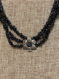 Black Spinel with Sterling Silver Clasp Necklace, 18"-20"