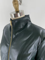 Cole Haan Dark Green Faux Leather Jacket, L