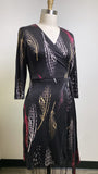 Eccoci Black Wrap 100% Silk Dress, 6