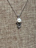 Sterling Silver Pearl Cat Necklace, 16"