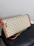 Rioni Brown/Ivory Laine Chained Clutch, 10"x1.5"x5" (retail $290)