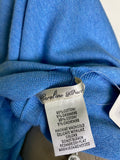 New Caroline Grace Blue Cotton Cashmere Tassel Trim Topper, One Size