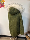 K Jordan Green with Removable Faux Fur Trim Jacket, M