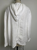 Tahari White 100% Linen Hooded Top, XL