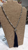 Silver/Blue Elephant Necklace, 42"