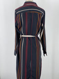 Who What Wear Black Stripe Button Front Dress, L