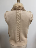 Revue Genuine Rabbit Hair with Leather Trim Vest, L