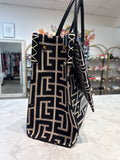 Balmain Black B-Army 42 Monogram Jacquard & Leather Tote Bag, 11.25"x13.5"