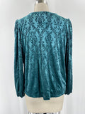 Loft Green Velvet Top, S Petite