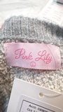 Pink Lily 2pc Gray Star Print Sweater + Shorts, L