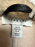 Topshop Tan with Black Faux Leather Trim Jacket, 8