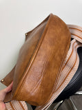 HK Cluf Brown Faux Leather Crossbody Bag + 2 Straps, 12"x10.5"