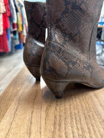 Vince Snake Print Leather Boots, 8.5