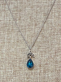 Silver with Blue Stone Necklace, 17"-19"