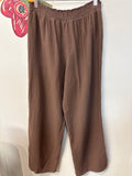 Bobi Los Angeles Brown Gauze 32" Inseam Pants, XL