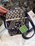 New Vera Bradley Flipster Twirly Birds Navy Crossbody Bag, 9"x8.5"